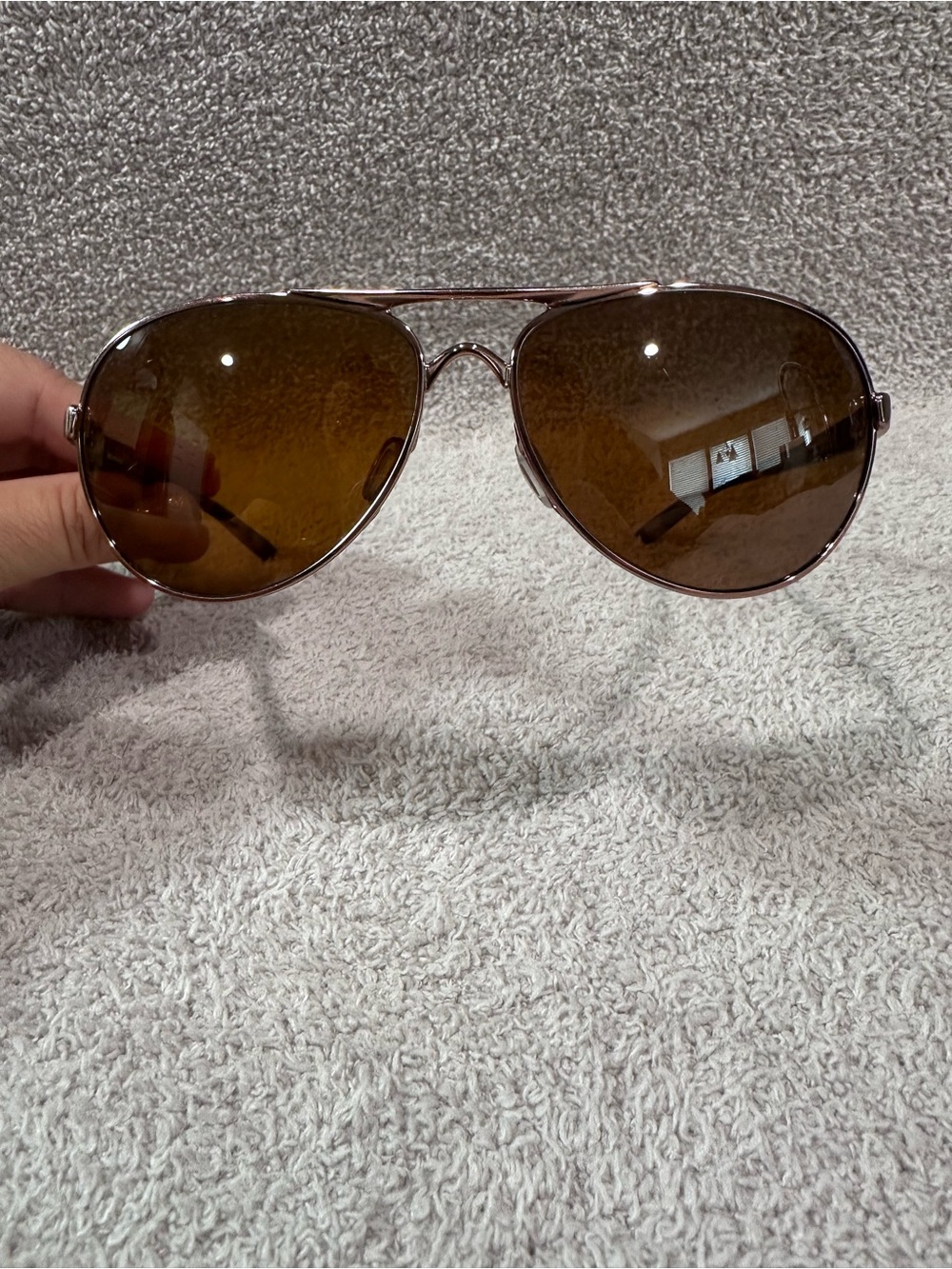 Oakley Aviator Feedback Sunglasses w/ Brown Polarized Lenses and Rose Gold Frame - Picture 2 of 10
